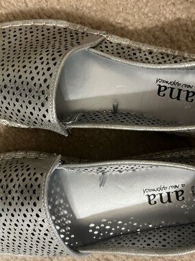 a.n.a Metallic Silver Perforated Slip-On Loafers